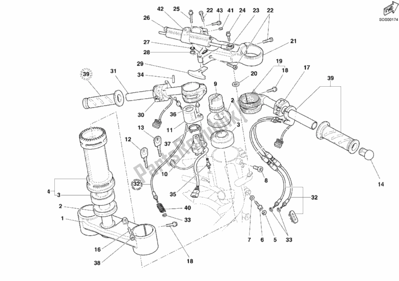 Todas as partes de Guidão do Ducati Superbike 999 S 2004
